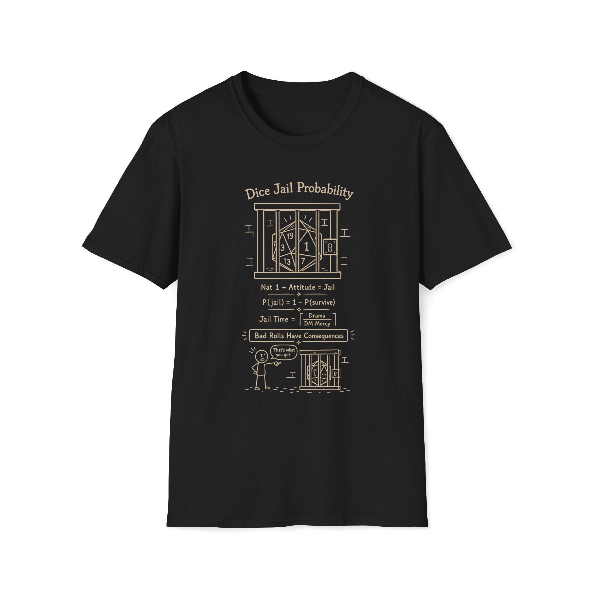 Dice Jail Probability D20 T‑Shirt