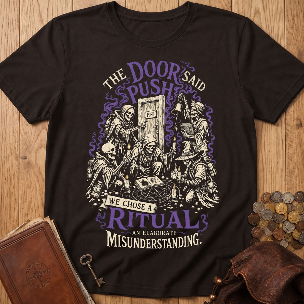 The Door Said Push T‑Shirt in Dark Chocolate