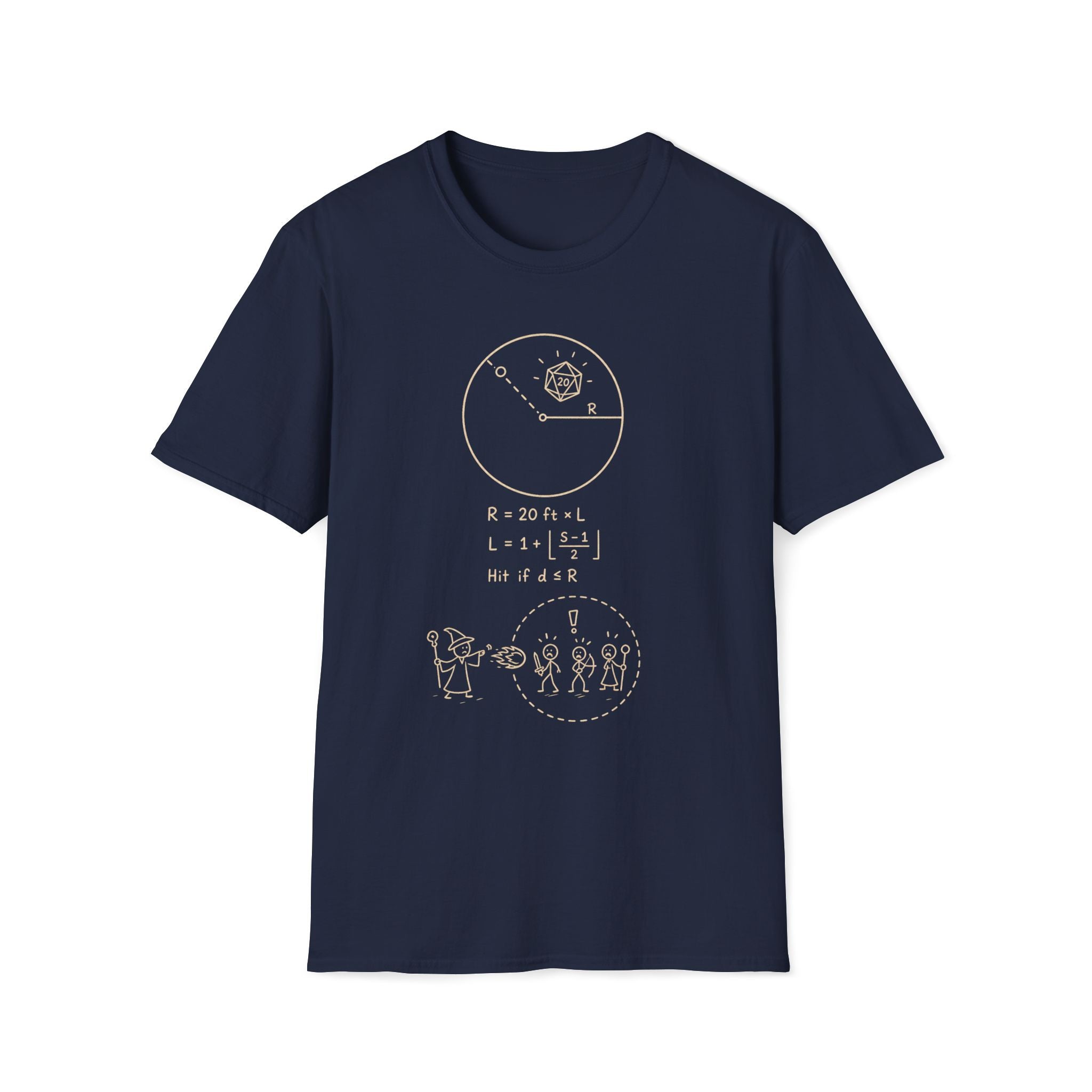 Spell Radius Equation D20 T‑Shirt
