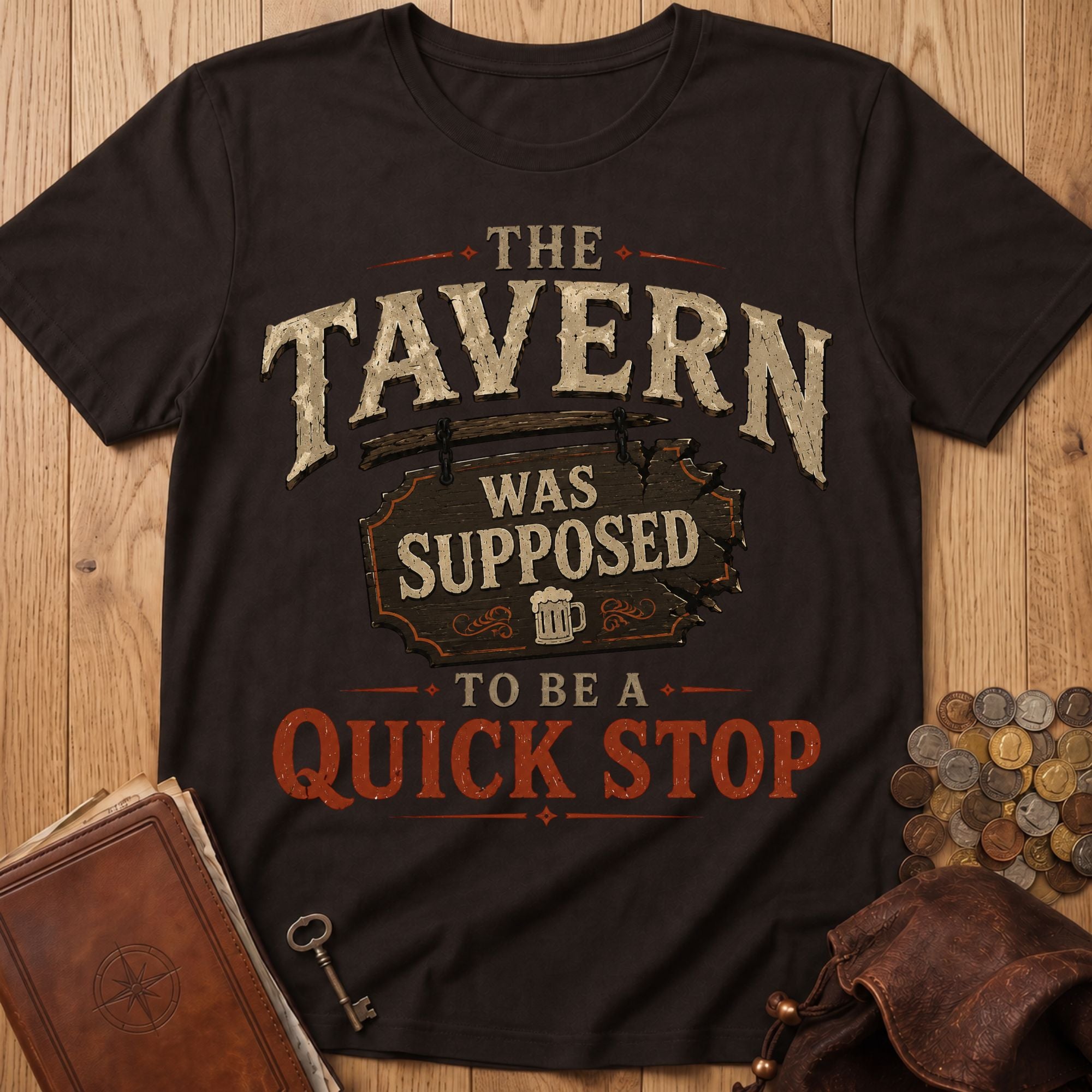 Quick Stop Tavern T‑Shirt in Dark Chocolate
