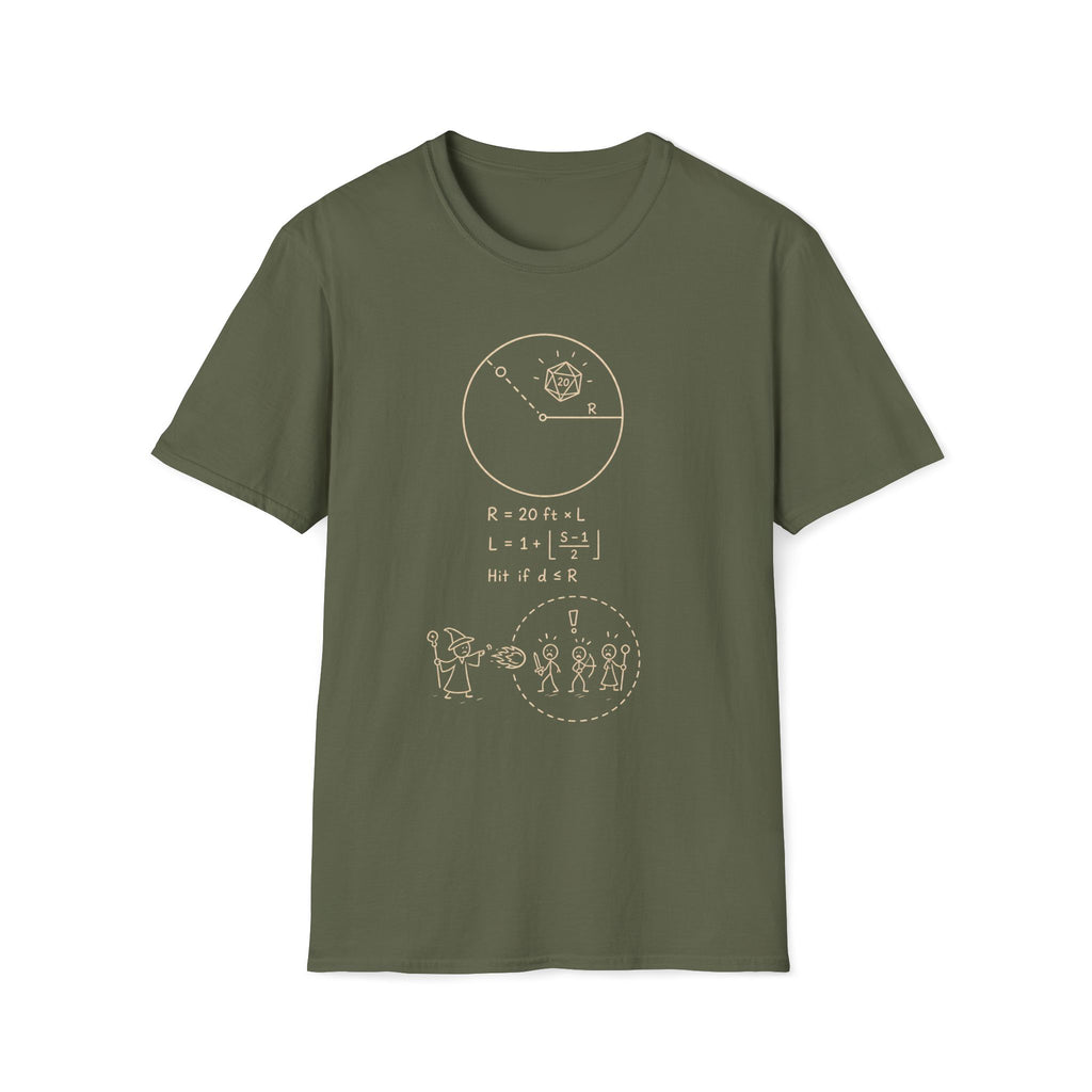 Spell Radius Equation D20 T‑Shirt