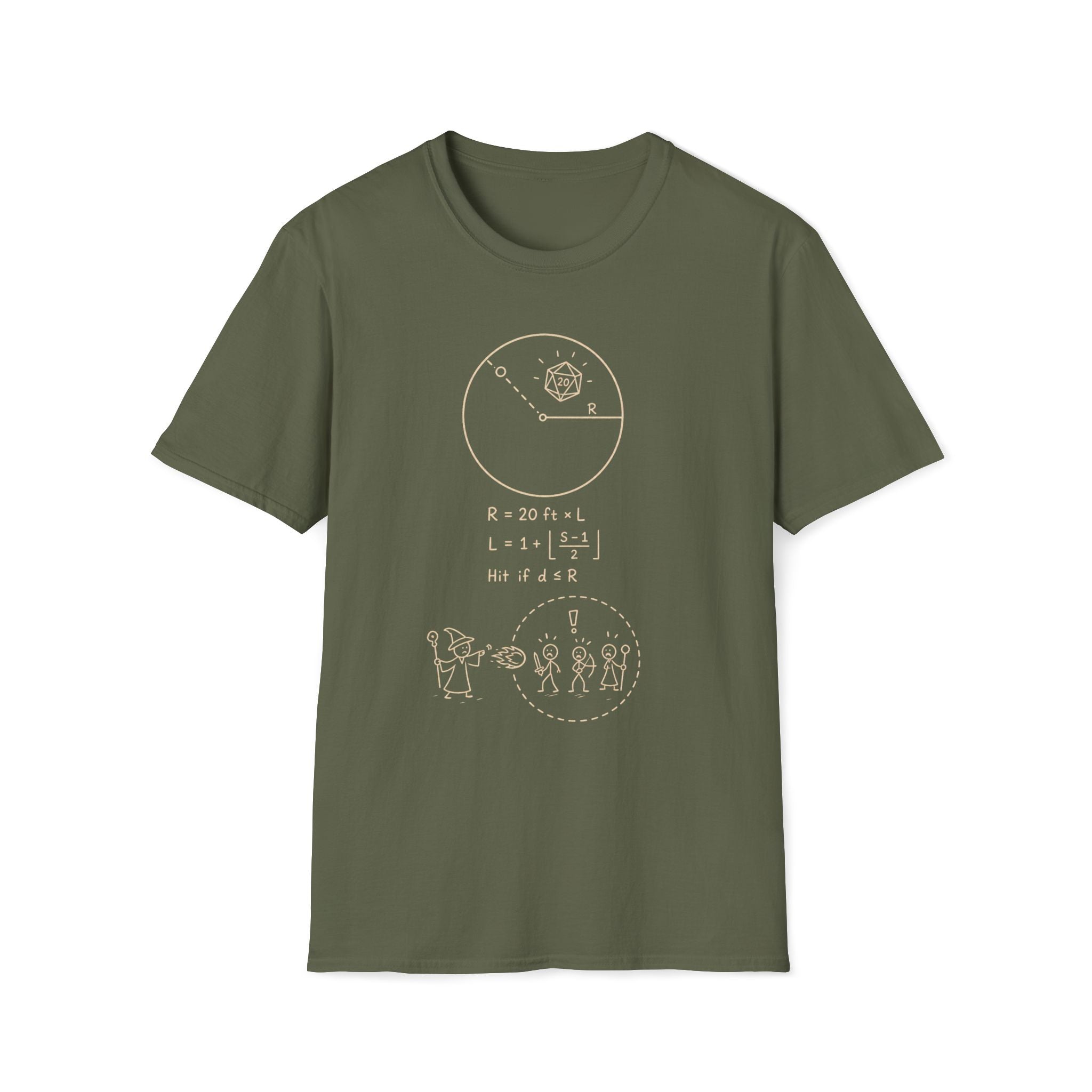 Spell Radius Equation D20 T‑Shirt