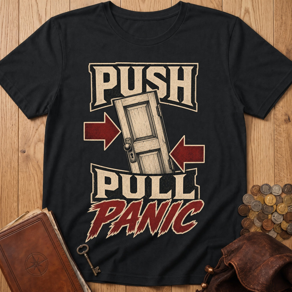 Push Pull Panic T‑Shirt in Black