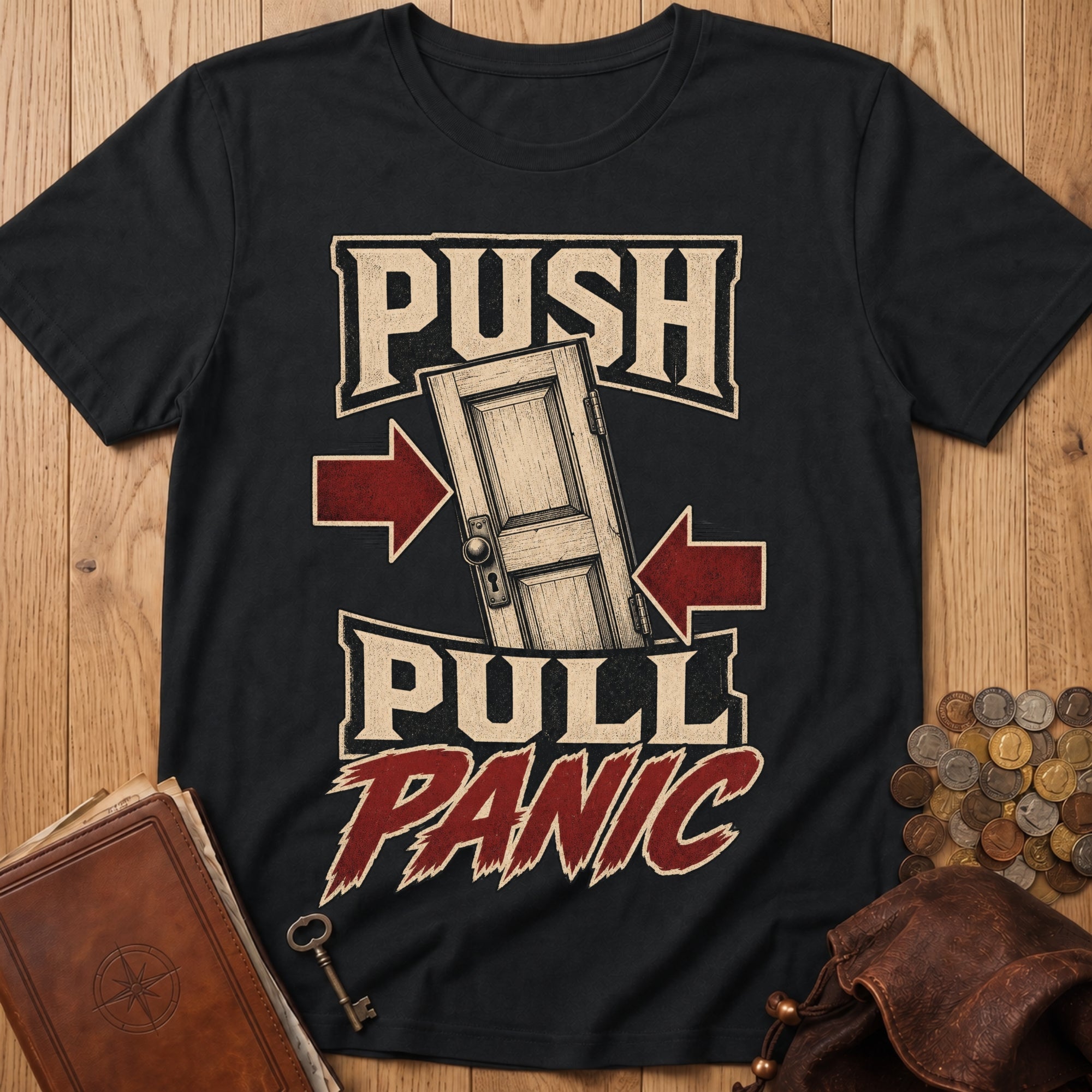 Push Pull Panic T‑Shirt in Black