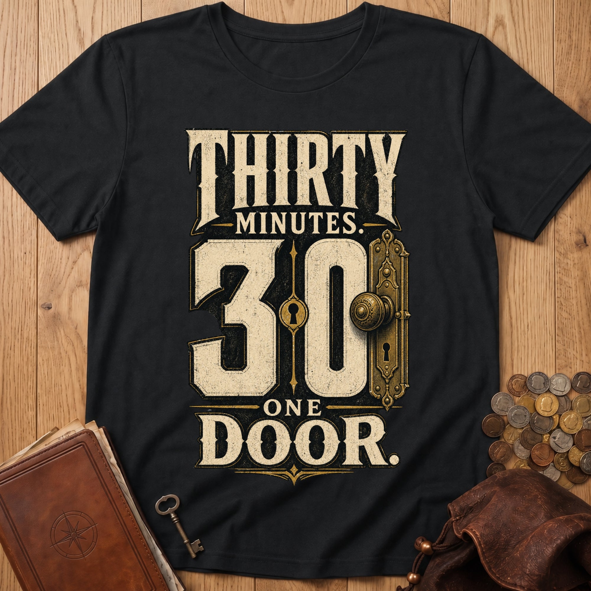 Thirty Minutes One Door T‑Shirt in Black