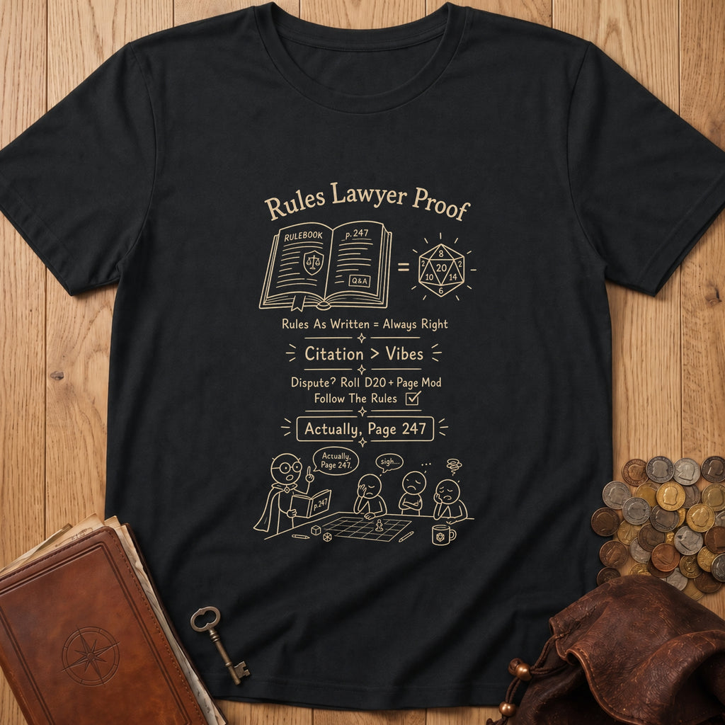Rules Lawyer Proof T‑Shirt in Black