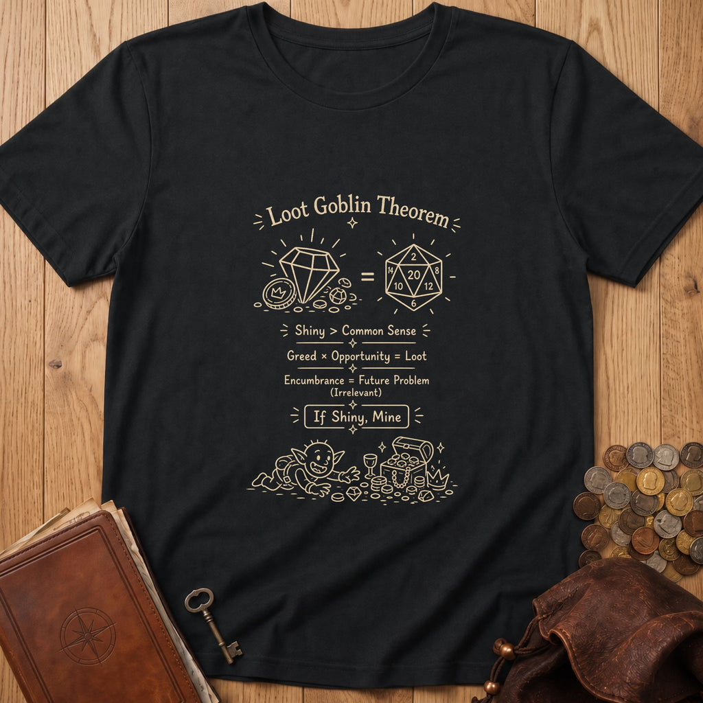 Loot Goblin Math D20 T‑Shirt in Black