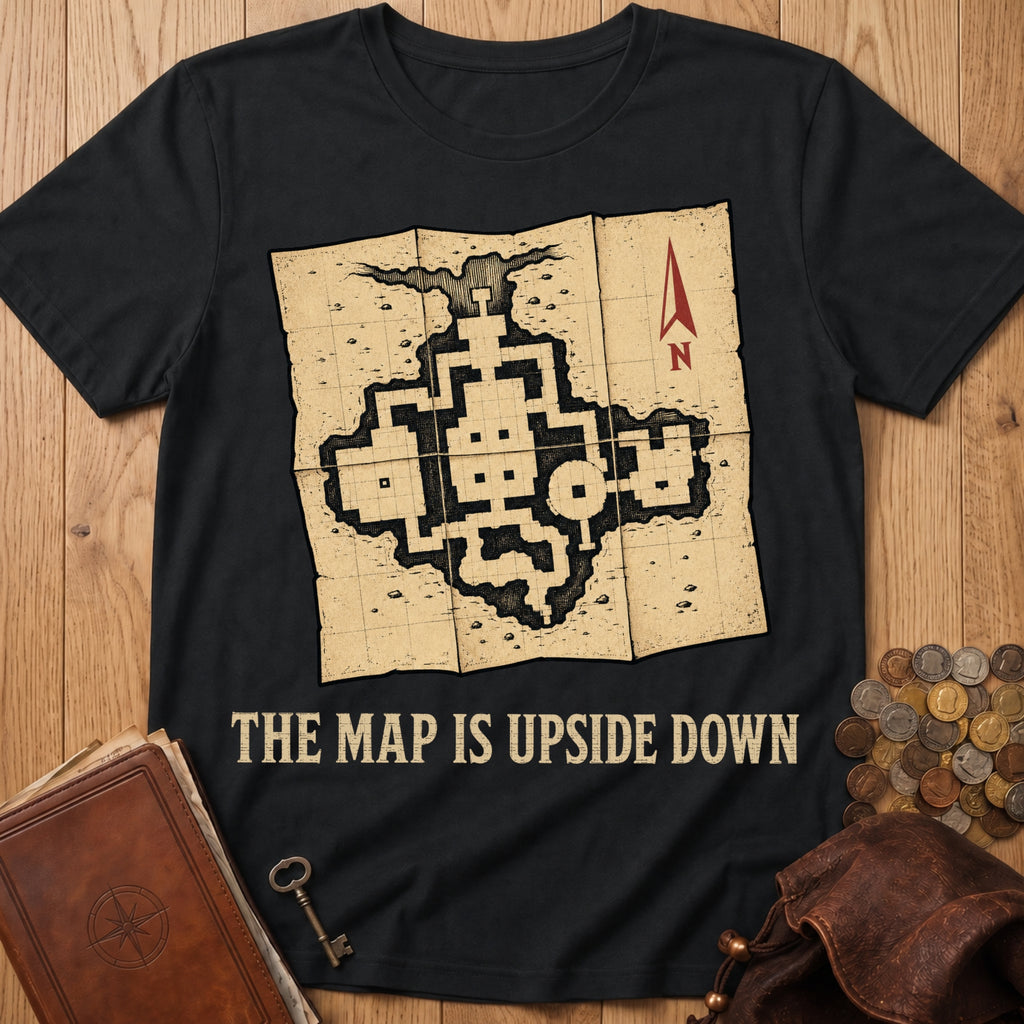 Upside Down Map T‑Shirt in Black