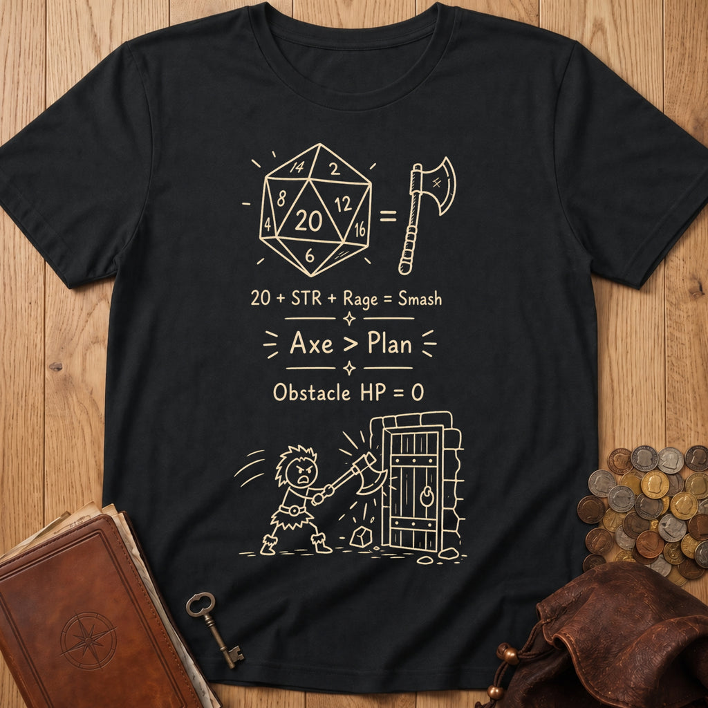 Rage Barbarian D20 T‑Shirt in Black