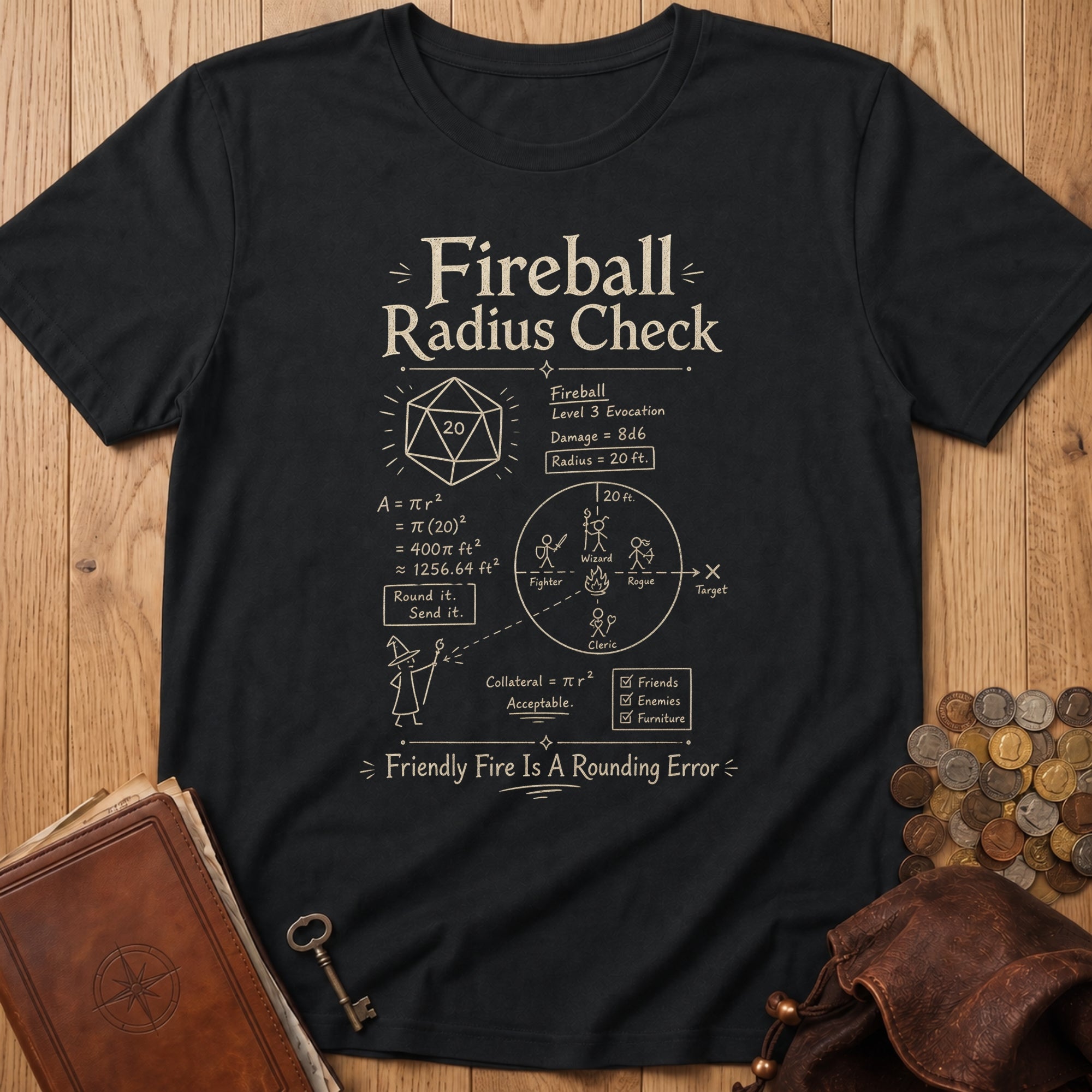 Funny Fireball Radius T‑Shirt in Black