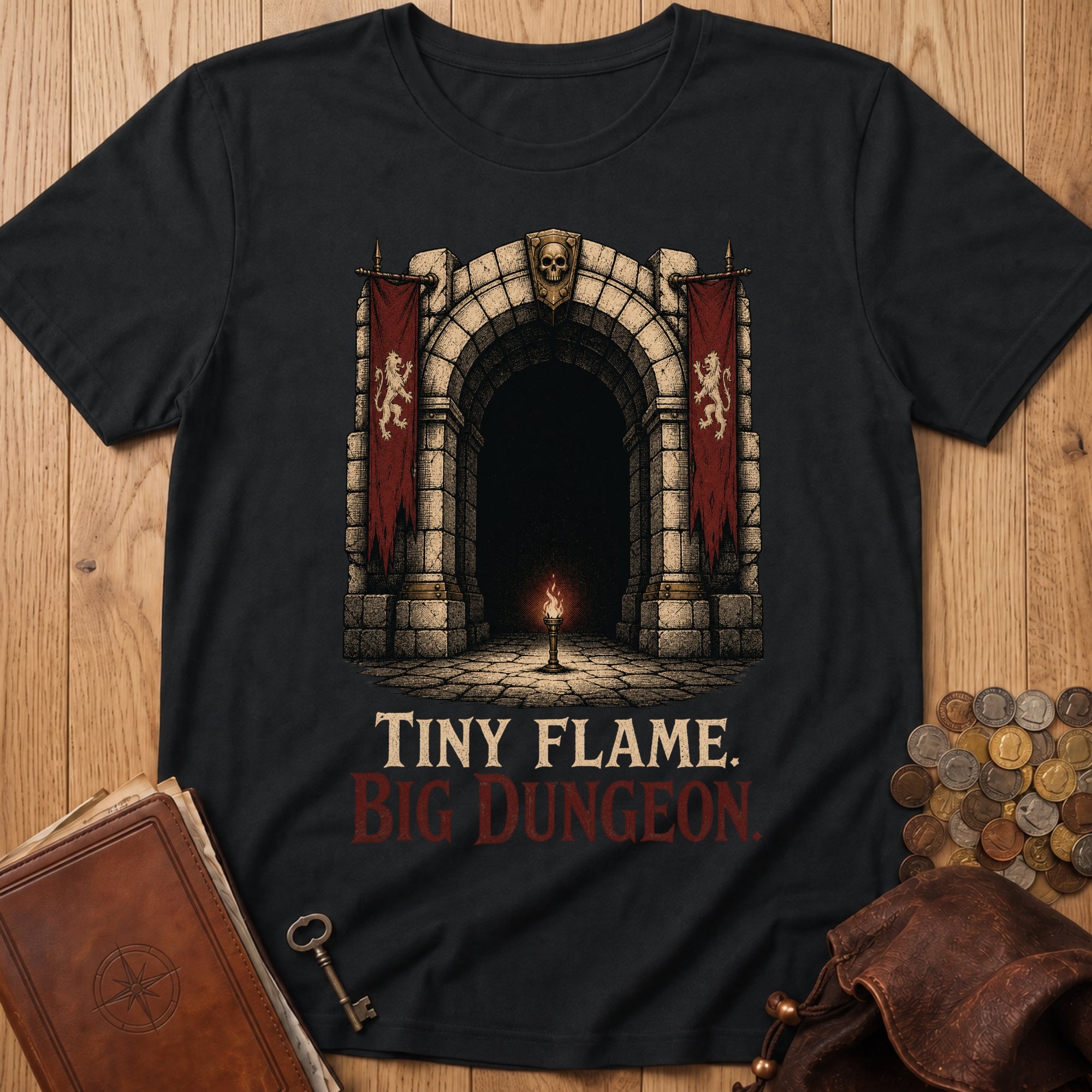 Tiny Flame Big Dungeon T‑Shirt in Black