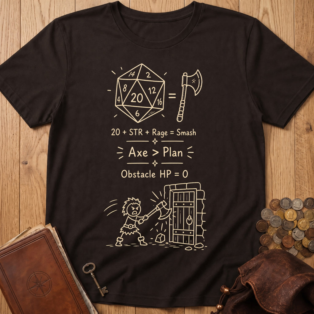Rage Barbarian D20 T‑Shirt in Dark Chocolate
