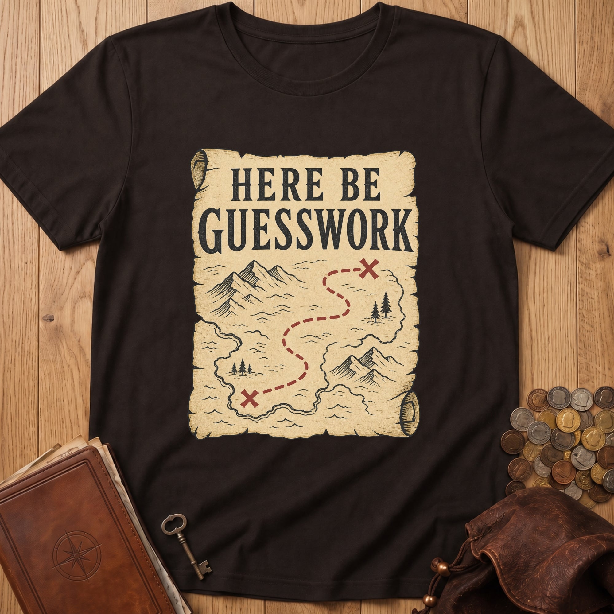 Here Be Guesswork T‑Shirt in Dark Chocolate