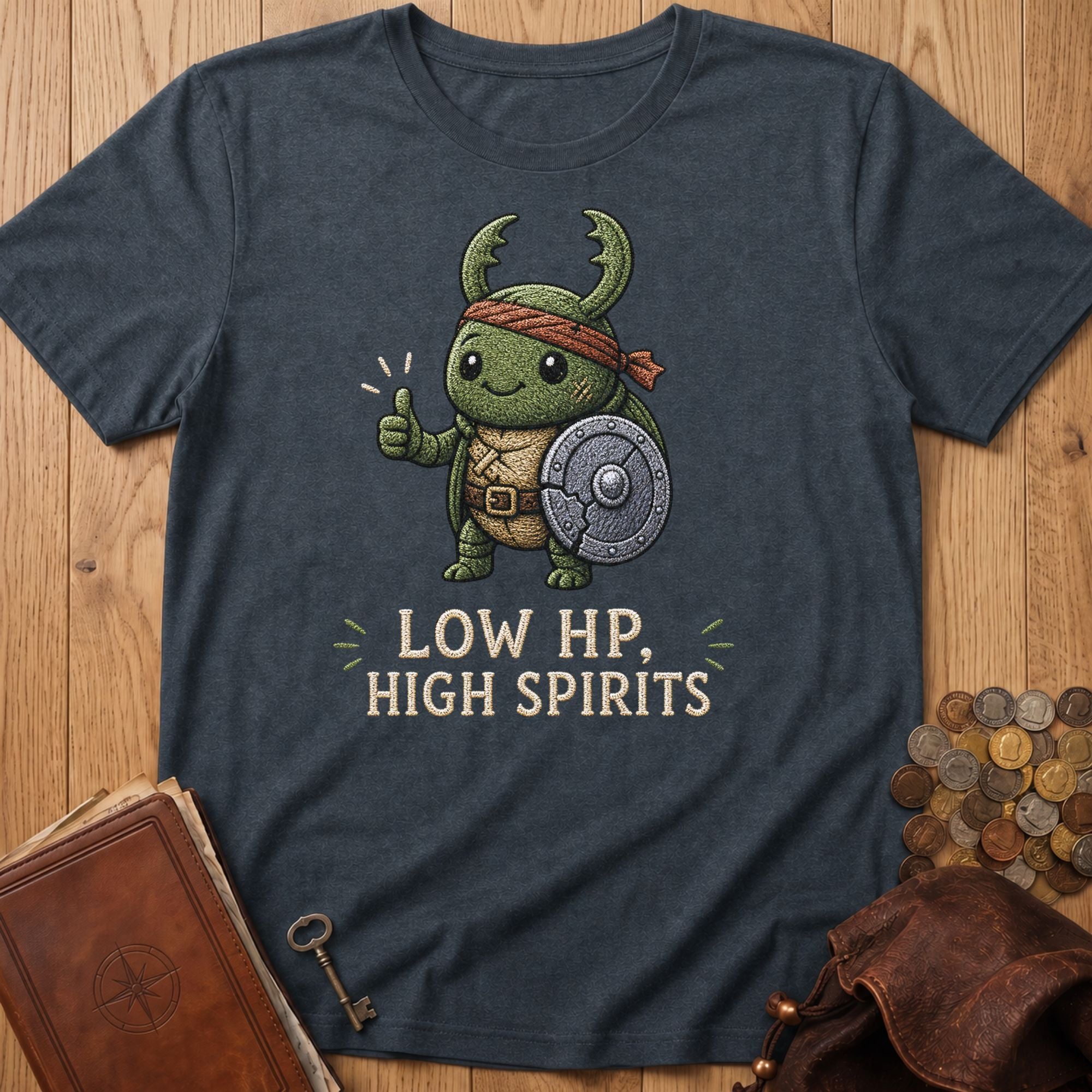 Low HP, High Spirit T‑Shirt in Dark Heather
