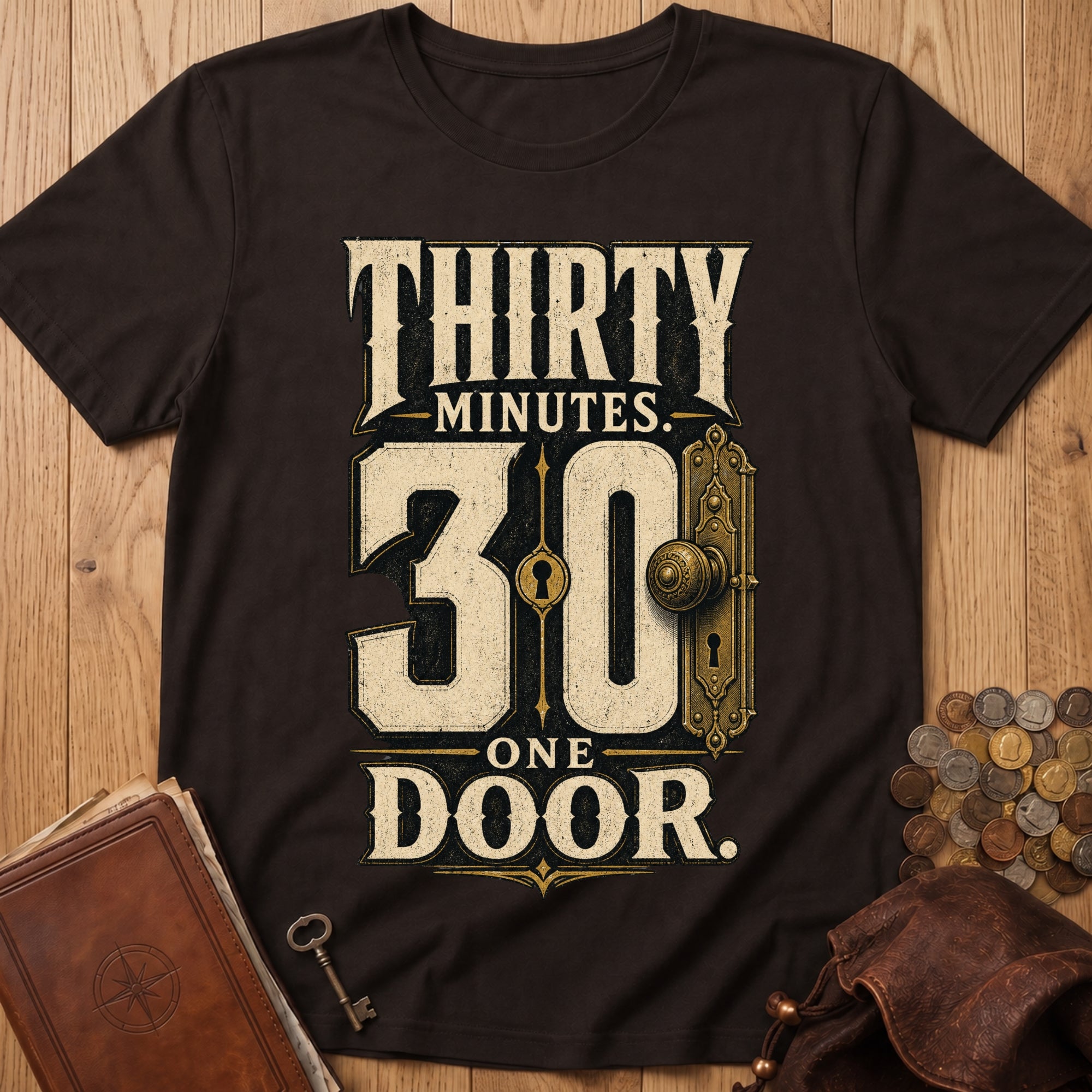 Thirty Minutes One Door T‑Shirt in Dark Chocolate