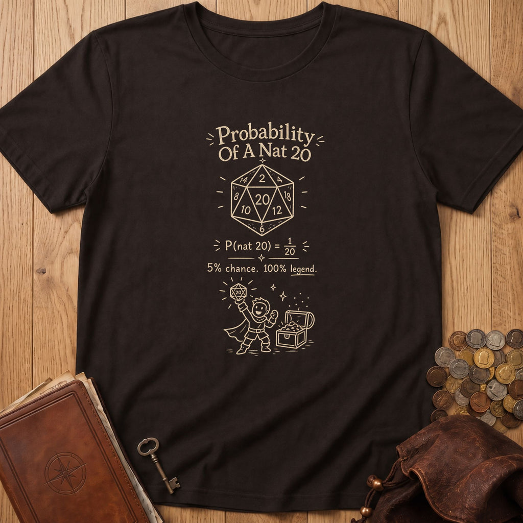Nat 20 Probability T‑Shirt in Dark Chocolate