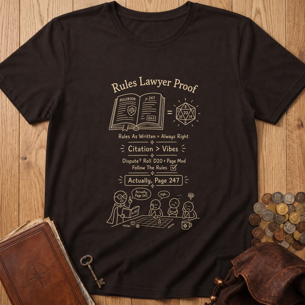 Rules Lawyer Proof T‑Shirt in Dark Chocolate