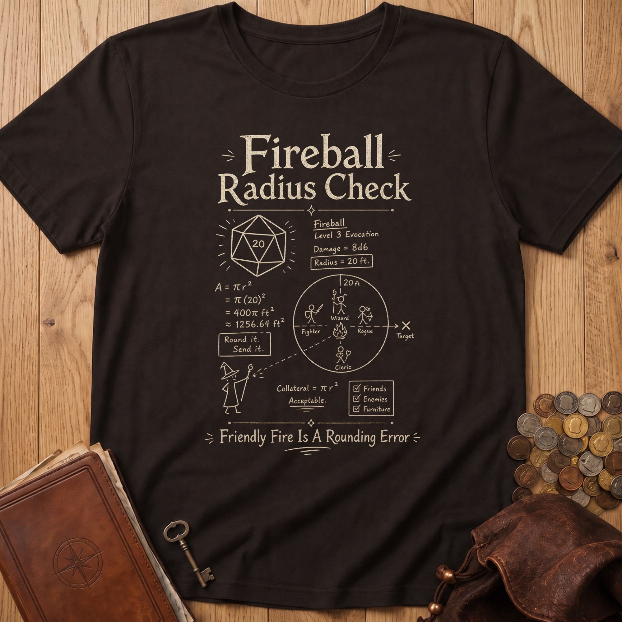 Funny Fireball Radius T‑Shirt in Dark Chocolate