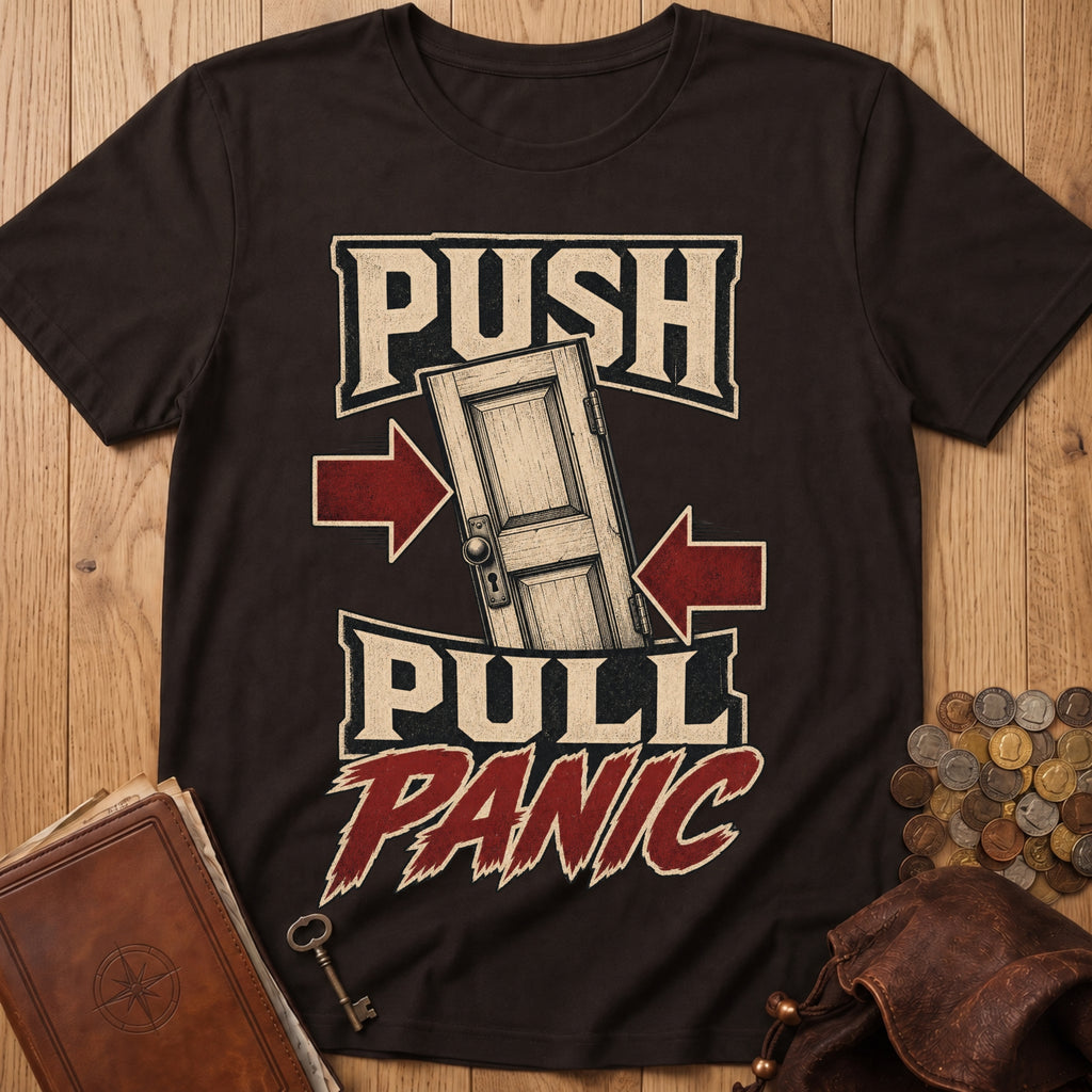 Push Pull Panic T‑Shirt in Dark Chocolate