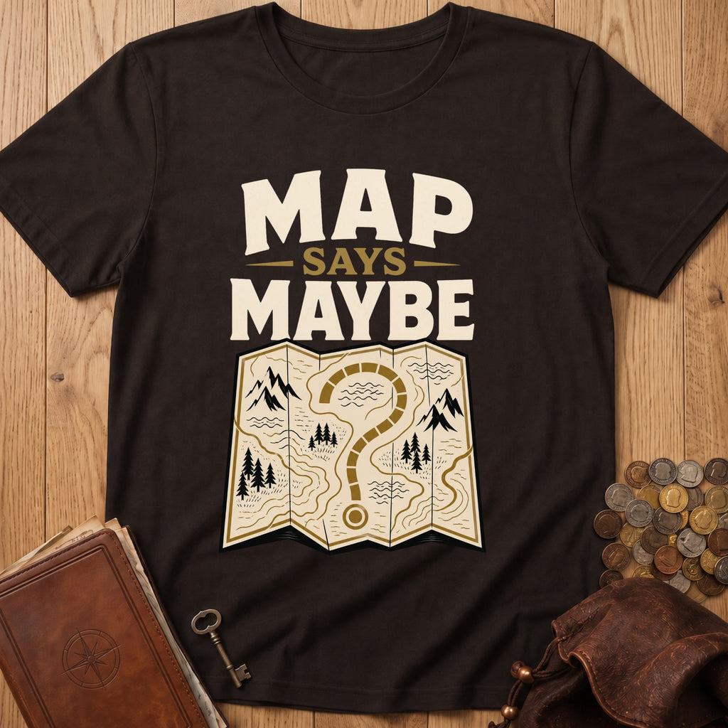Map Says Maybe T‑Shirt in Dark Chocolate