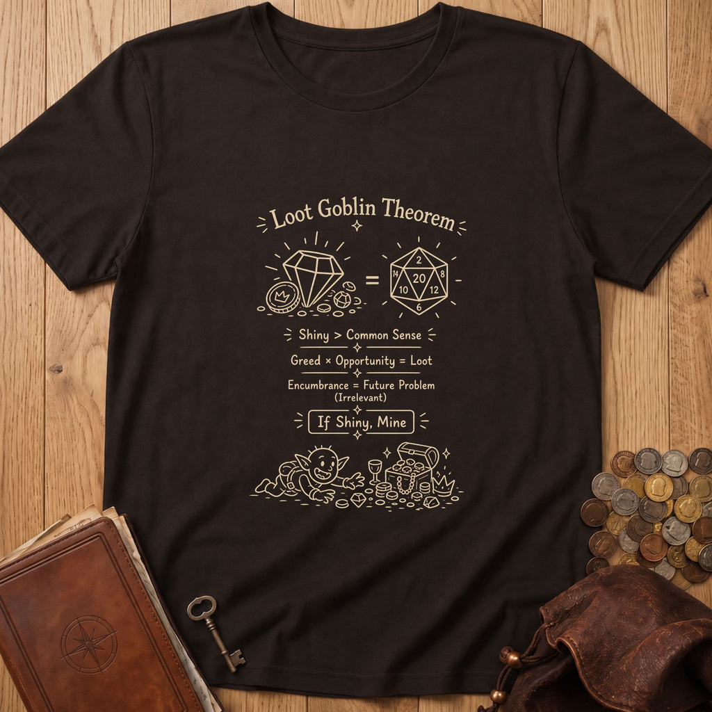 Loot Goblin Math D20 T‑Shirt in Dark Chocolate