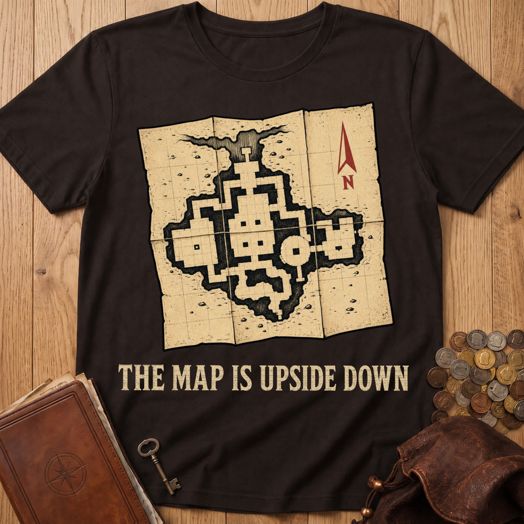 Upside Down Map T‑Shirt in Dark Chocolate