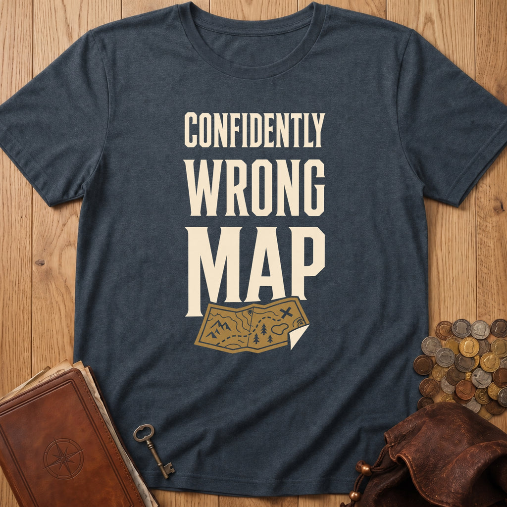 Confidently Wrong Map T‑Shirt in Dark Heather