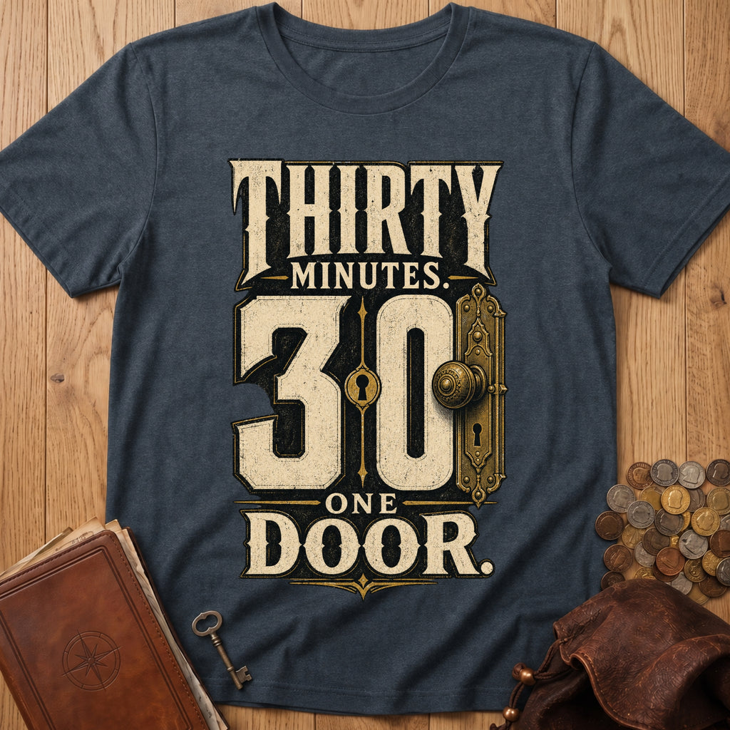 Thirty Minutes One Door T‑Shirt in Dark Heather
