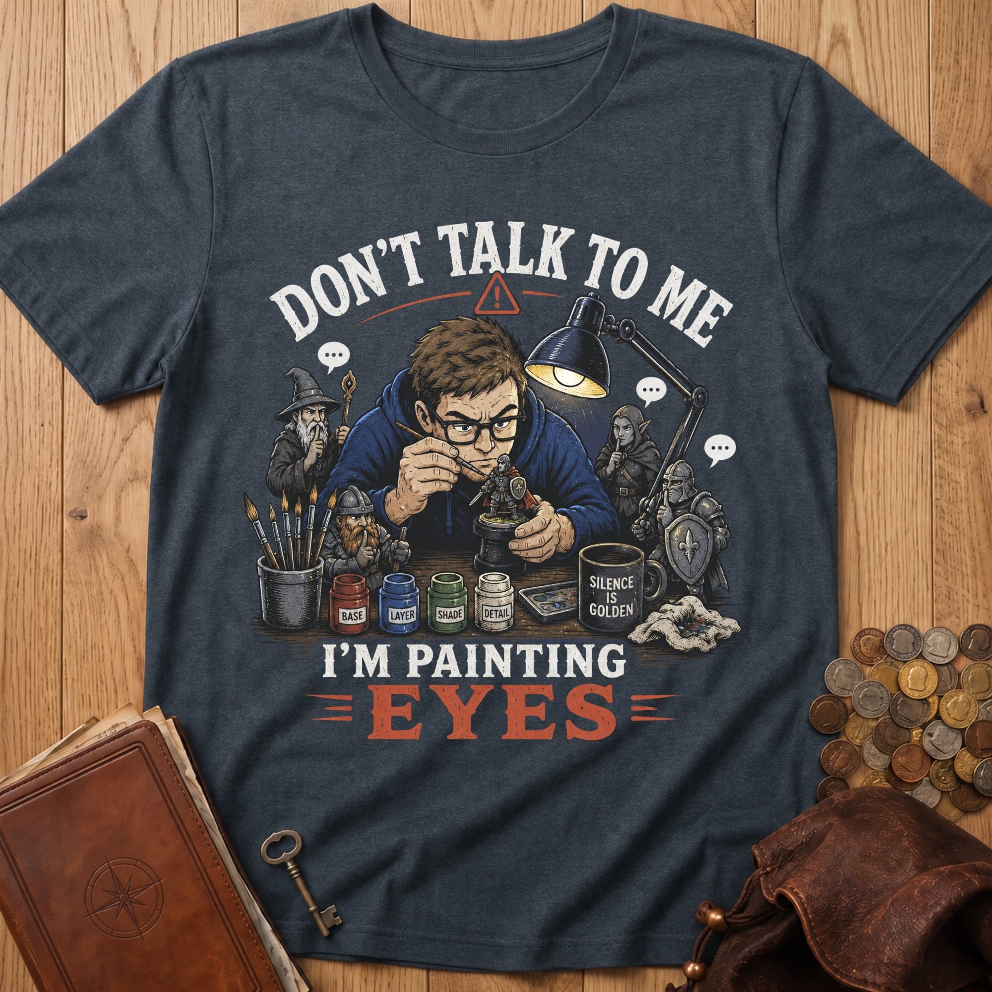 Dont talk -Painting Eyes Mode T‑Shirt in Dark Heather