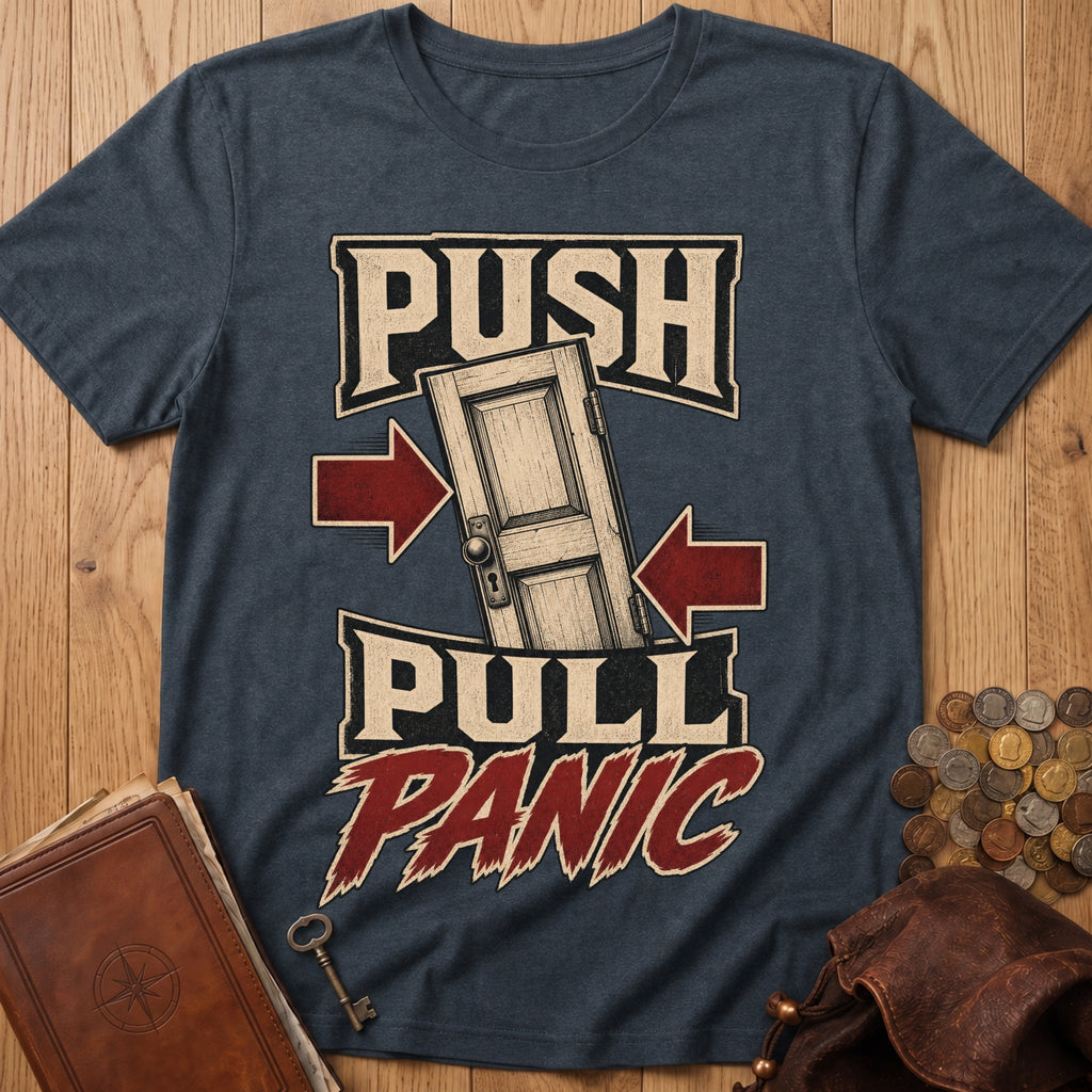 Push Pull Panic T‑Shirt in Dark Heather