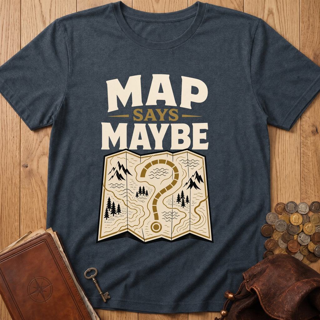 Map Says Maybe T‑Shirt in Dark Heather