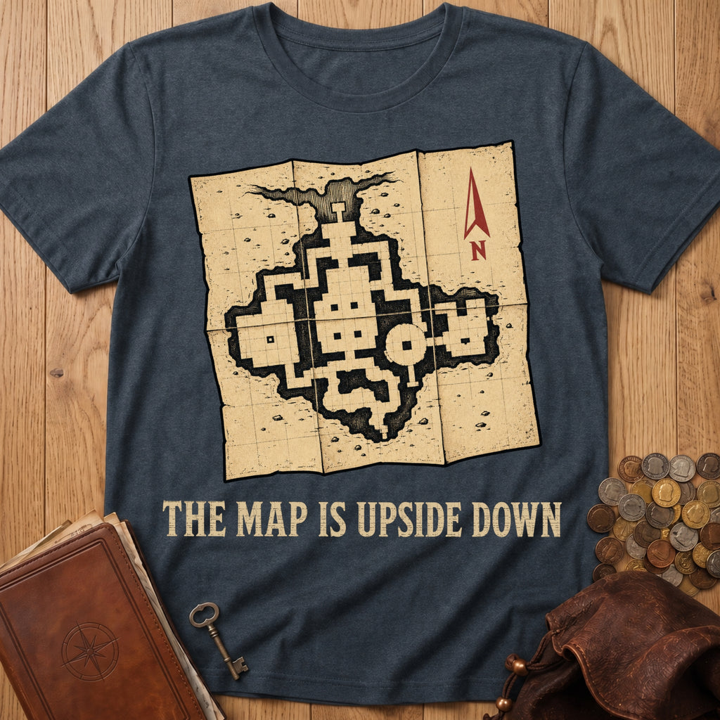 Upside Down Map T‑Shirt in Dark Heather