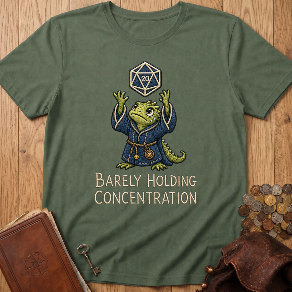 Barely Holding Concentration T‑Shirt in Military Green