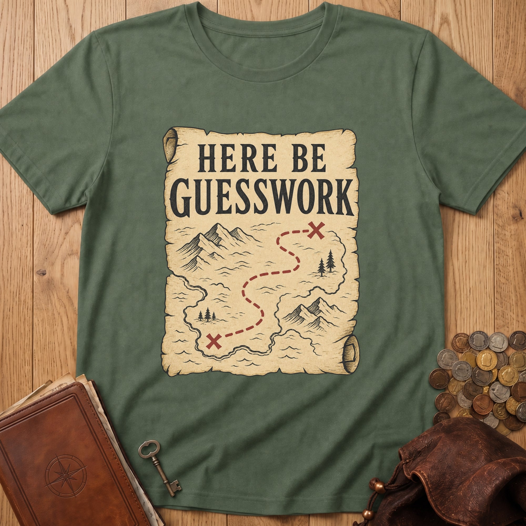 Here Be Guesswork T‑Shirt in Military Green