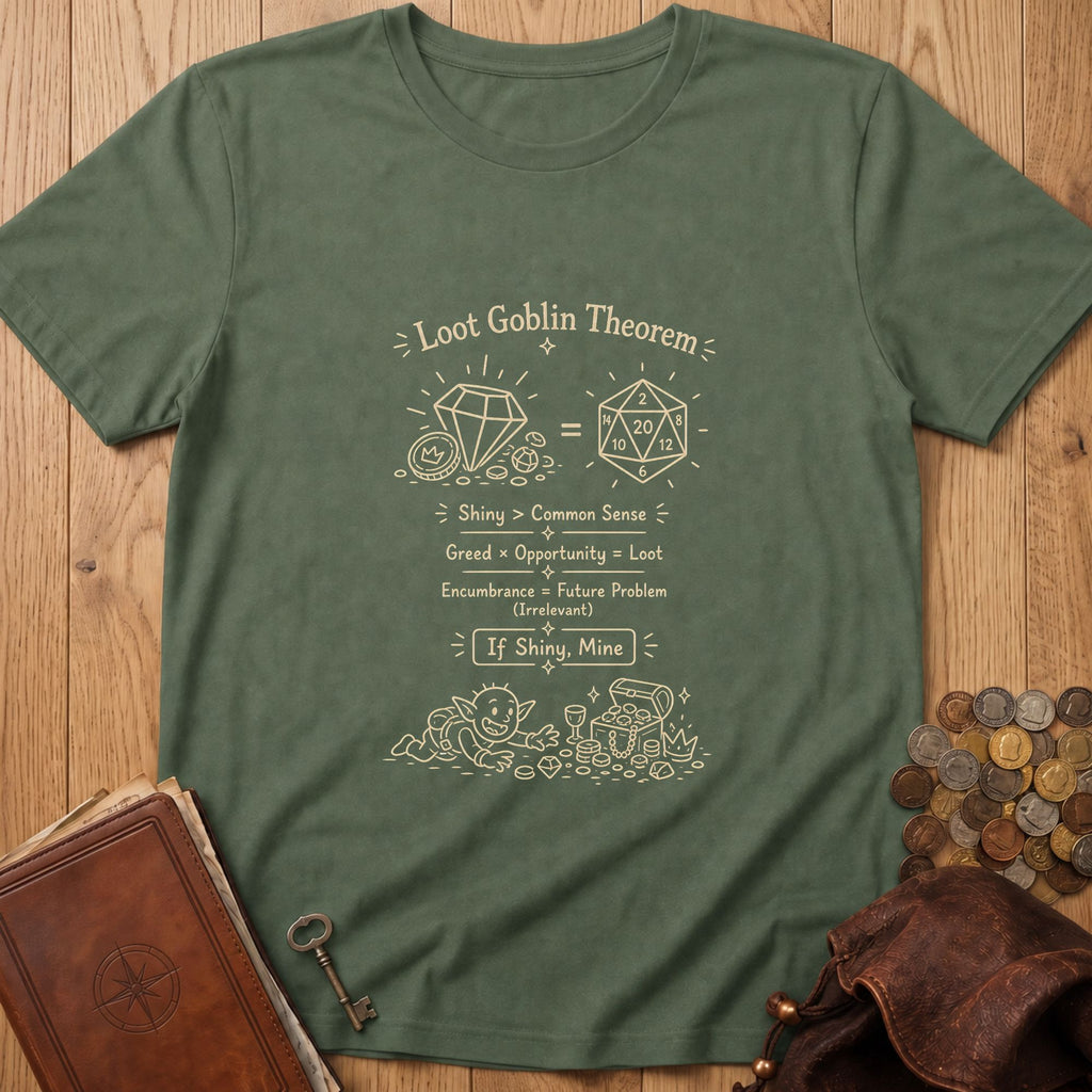 Loot Goblin Math D20 T‑Shirt in Military Green