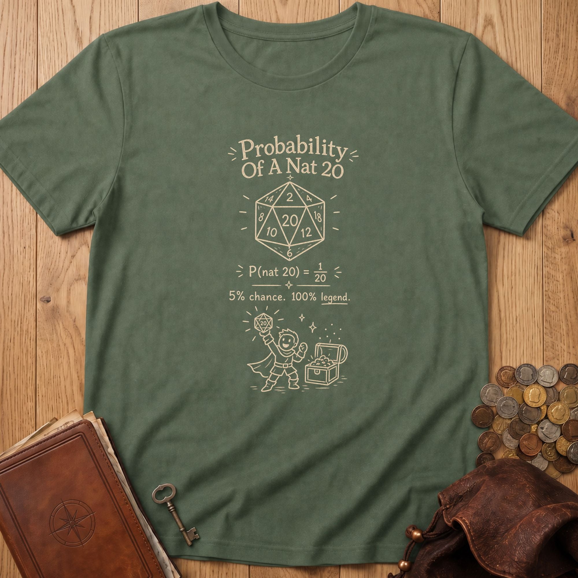 Nat 20 Probability T‑Shirt in Military Green