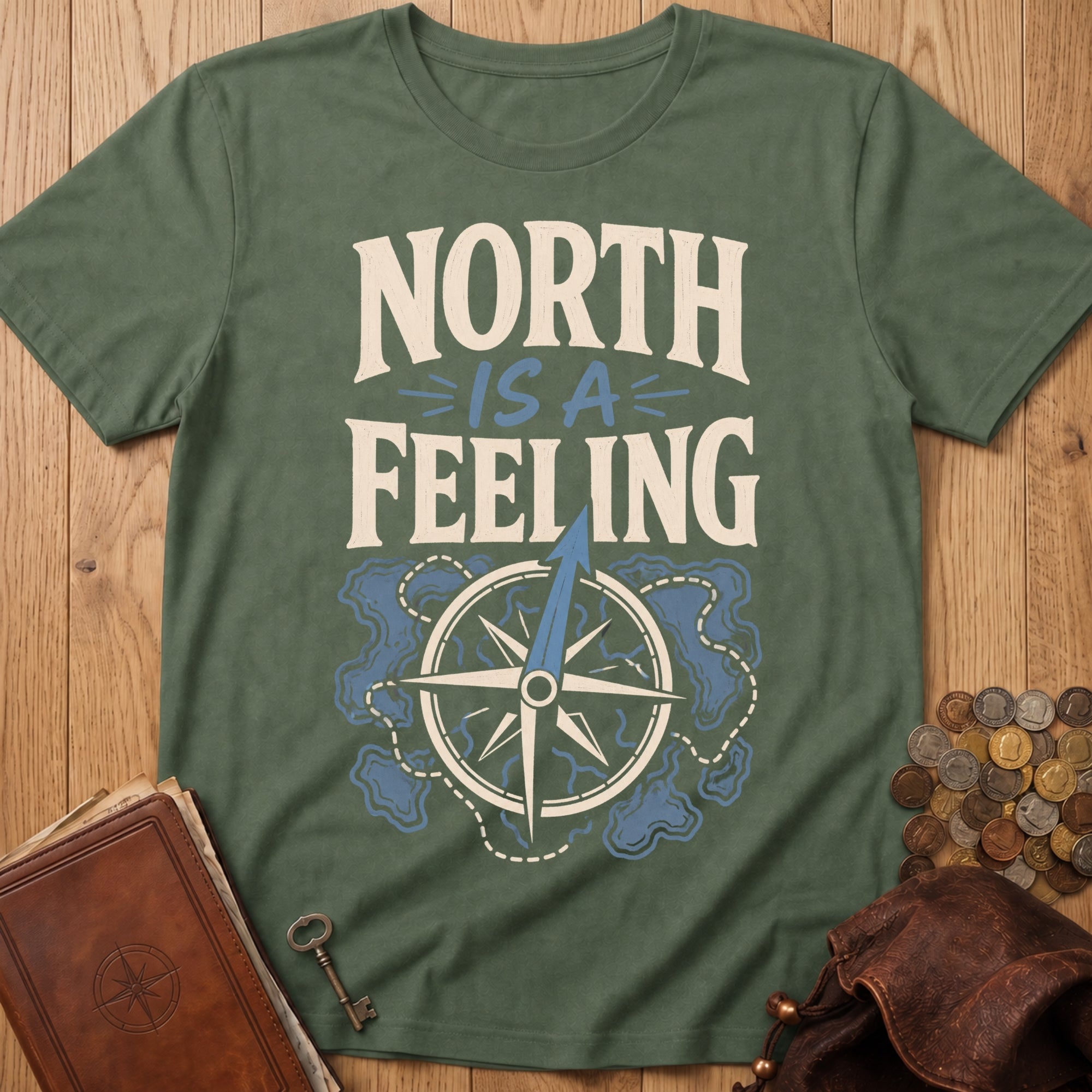 North Is A Feeling T‑Shirt in Military Green