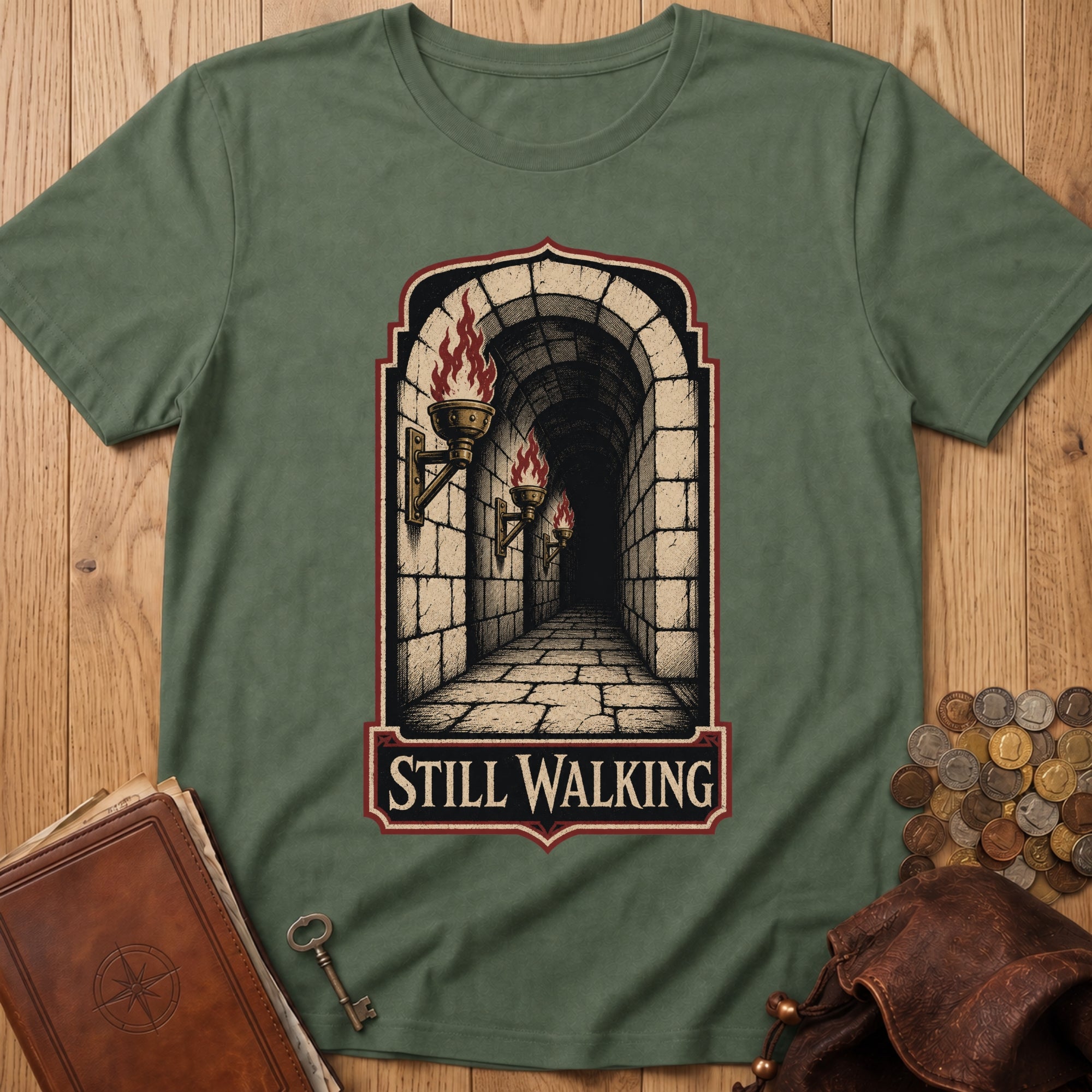 Still Walking T‑Shirt in Military Green