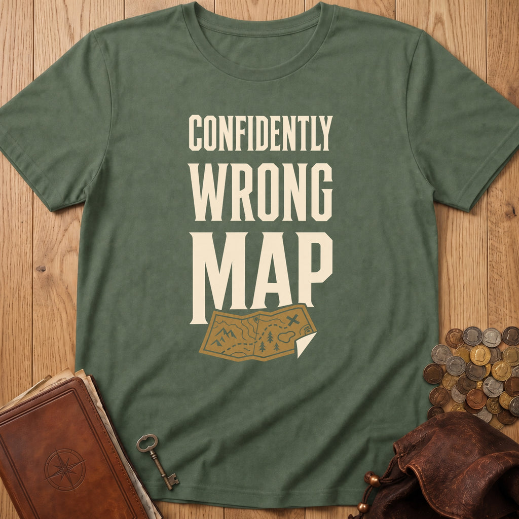 Confidently Wrong Map T‑Shirt in Military Green