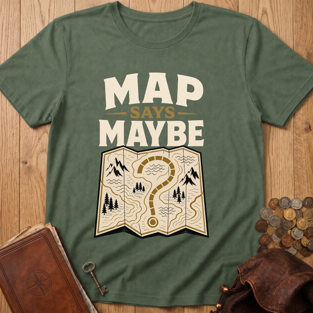 Map Says Maybe T‑Shirt in Military Green