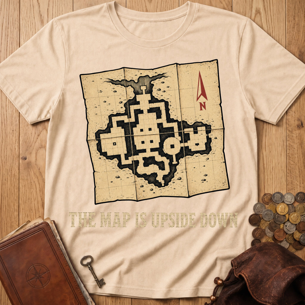 Upside Down Map T‑Shirt in Natural