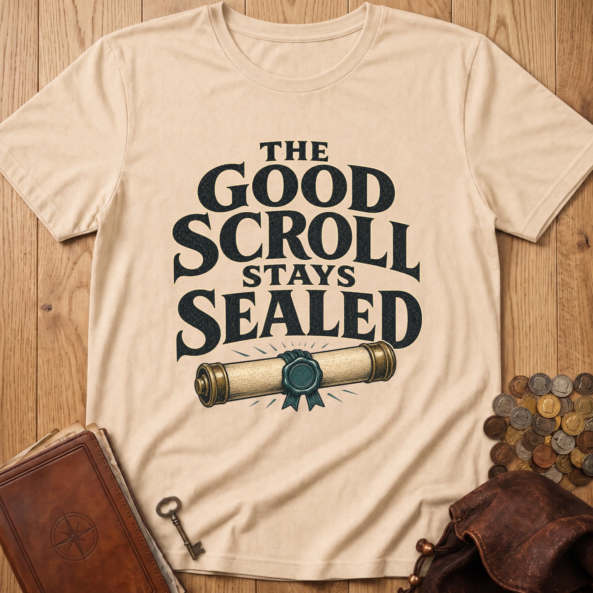 Good Scroll Stays Sealed T‑Shirt in Natural
