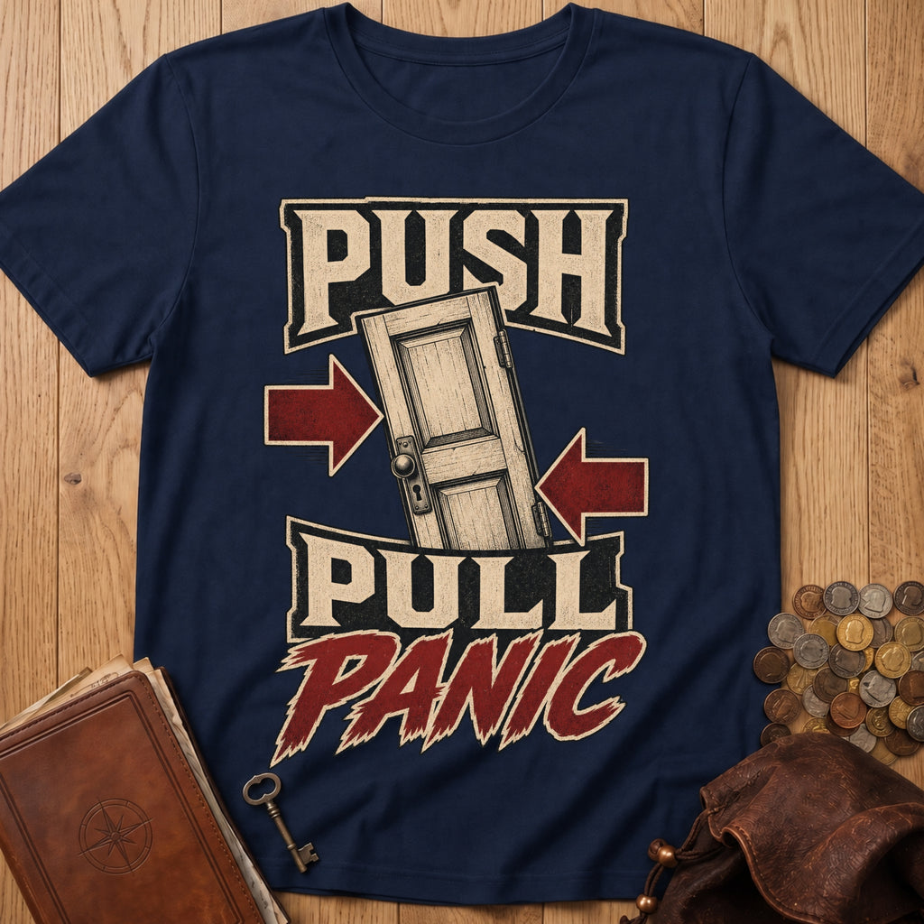 Push Pull Panic T‑Shirt in Navy