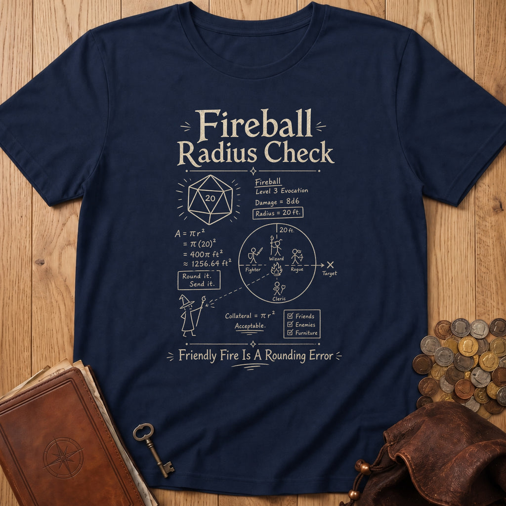 Funny Fireball Radius T‑Shirt in Navy
