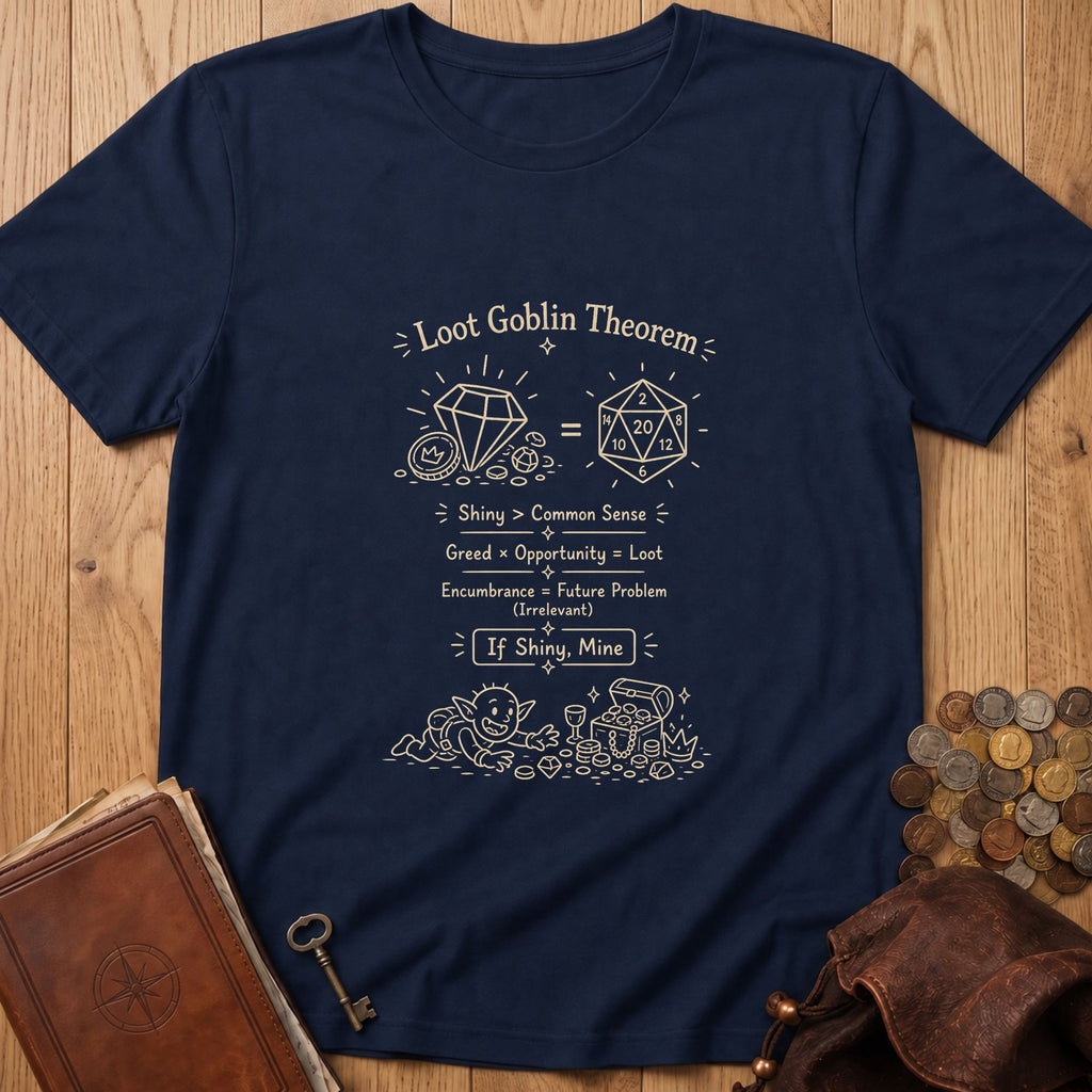 Loot Goblin Math D20 T‑Shirt in Navy