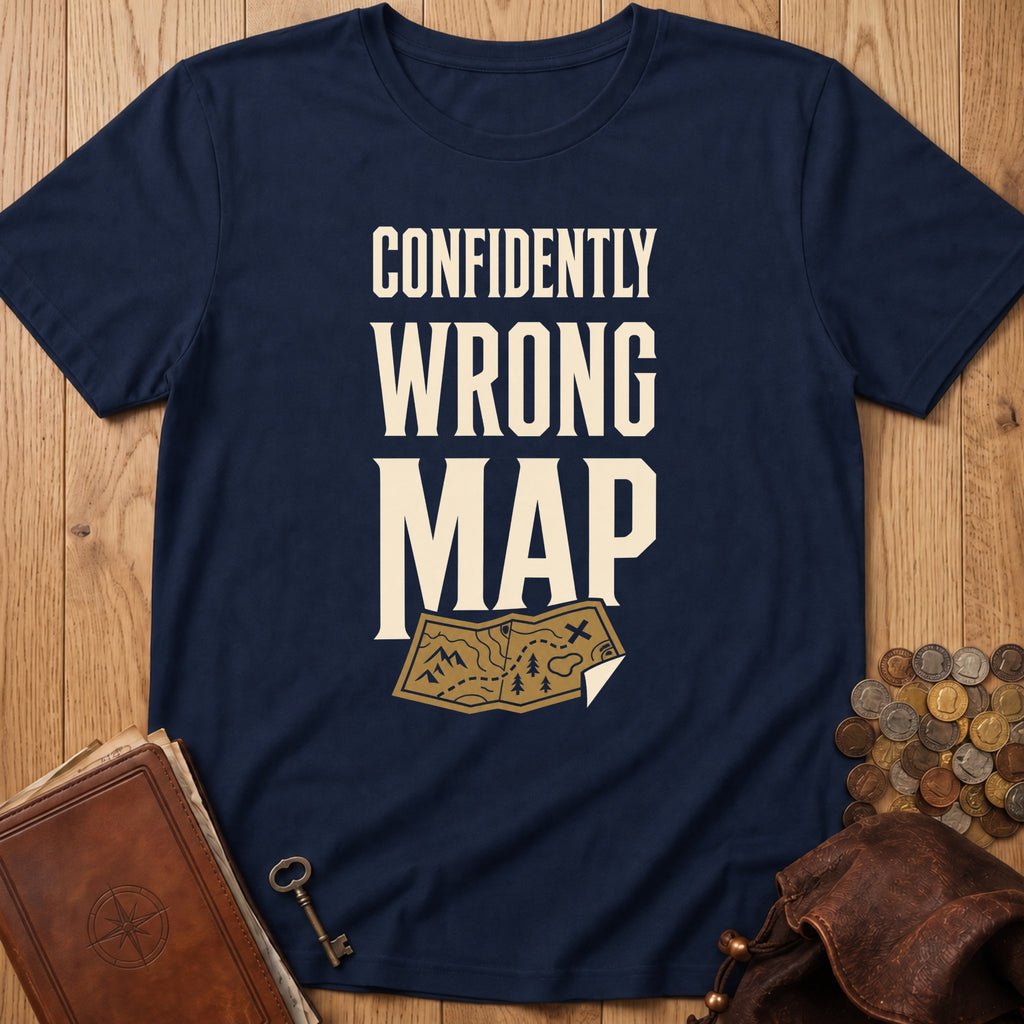 Confidently Wrong Map T‑Shirt in Navy