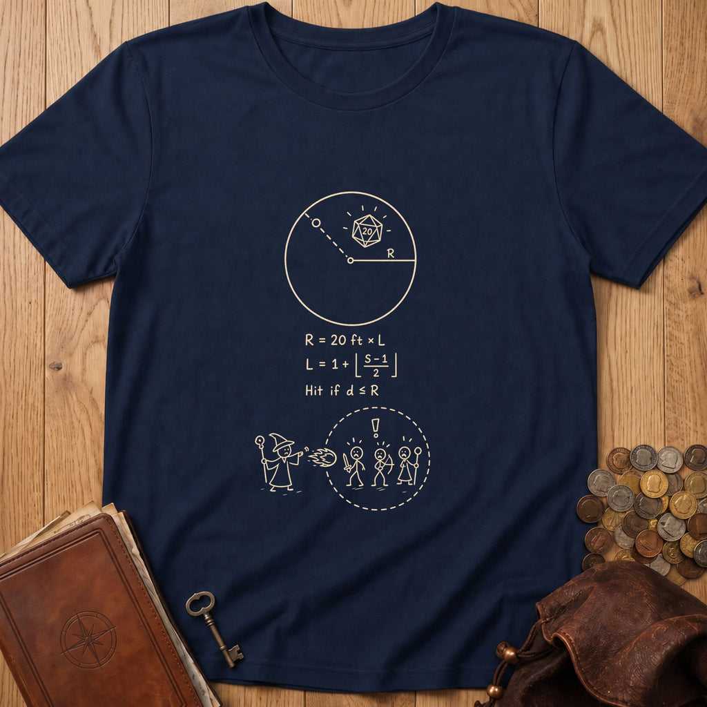Spell Radius Equation D20 T‑Shirt in Navy