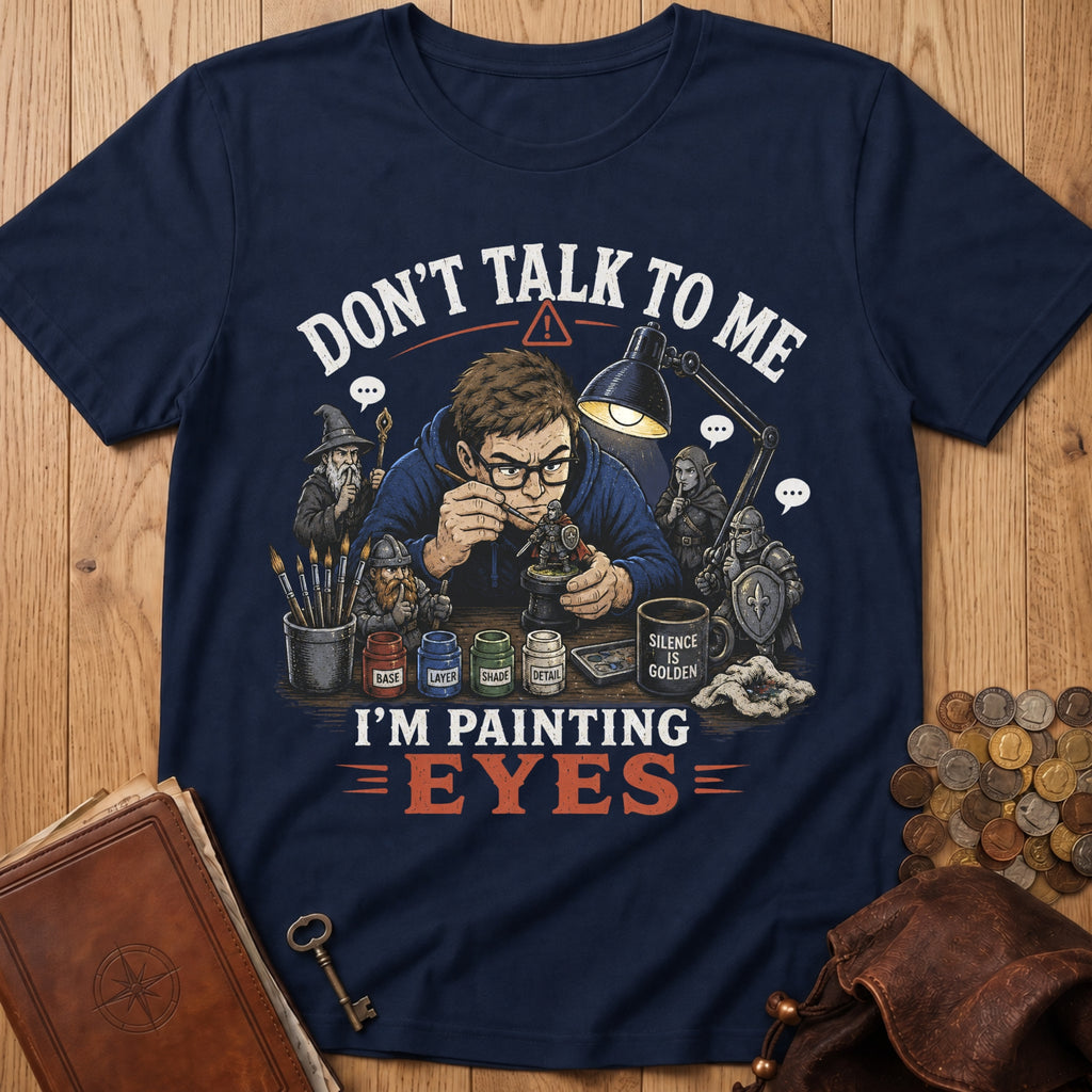 Dont talk -Painting Eyes Mode T‑Shirt in Navy
