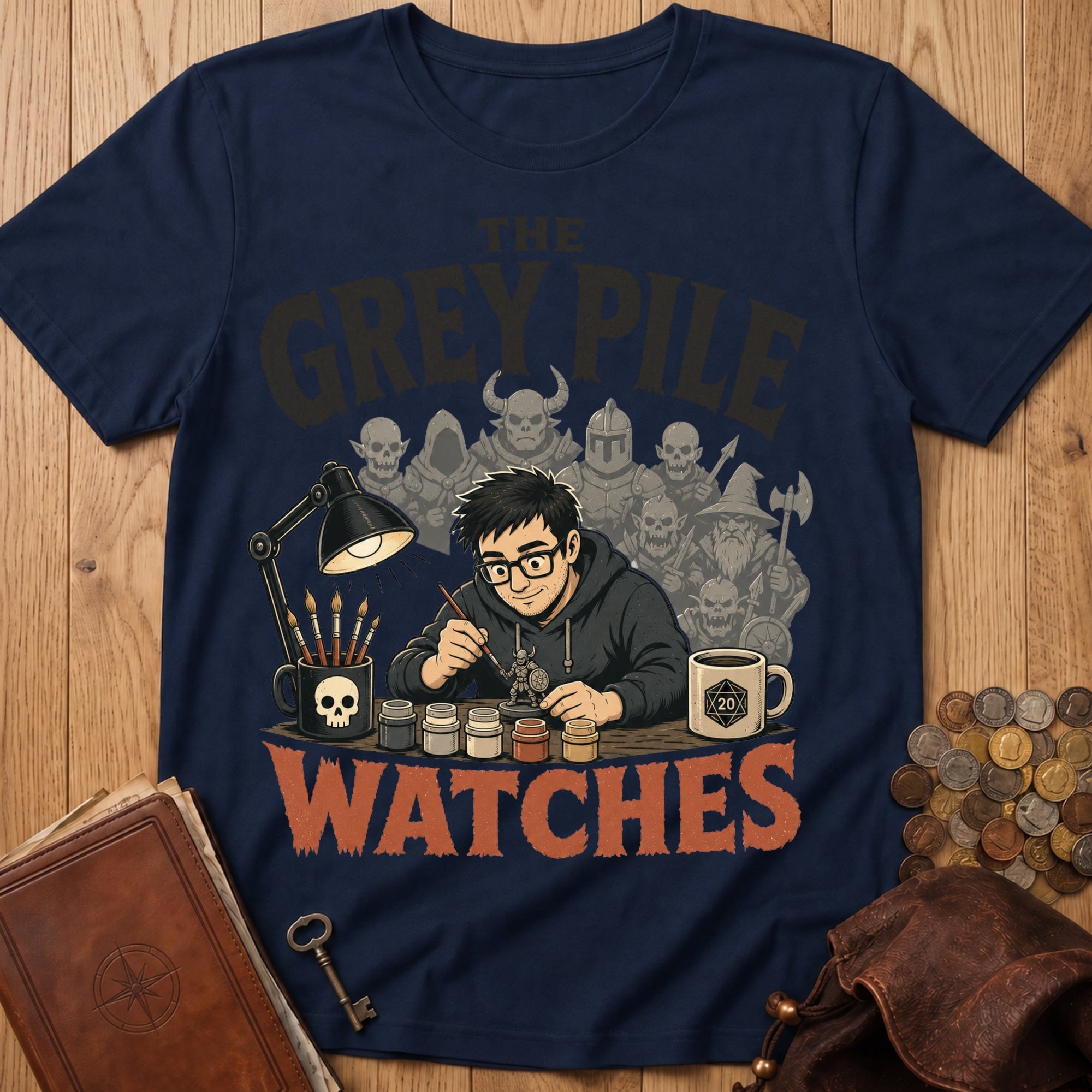 The Grey Pile Watches T‑Shirt in Navy, Black