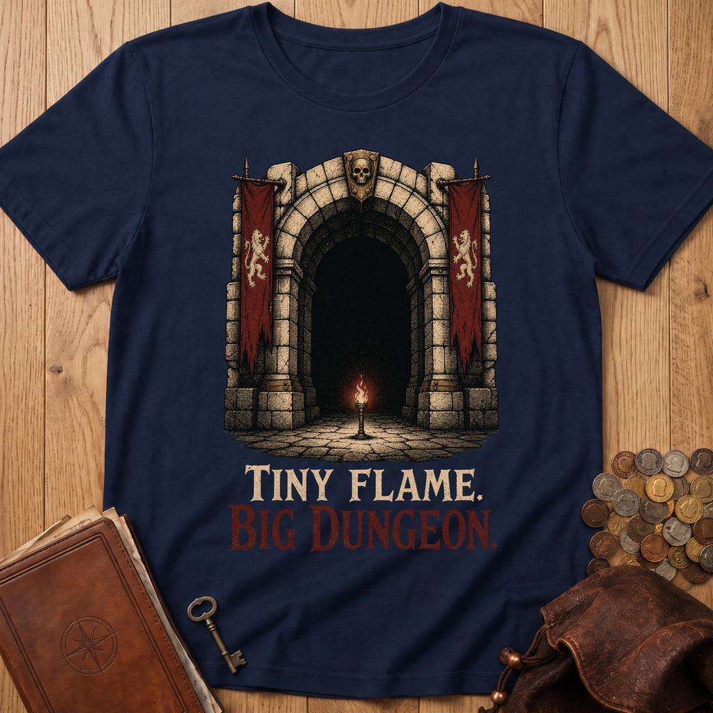 Tiny Flame Big Dungeon T‑Shirt in Navy